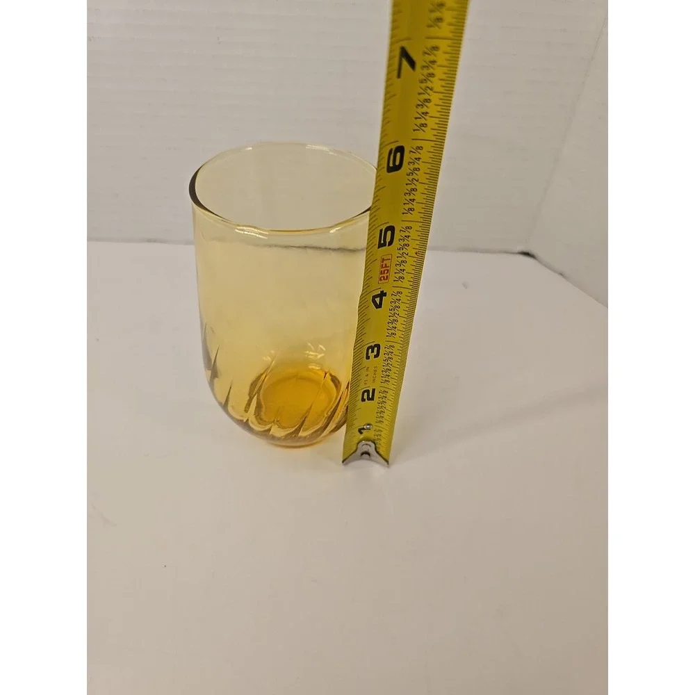 Anchor Hocking Regal‎ Honey Gold Flat Tumbler Glasses Swirl Optic